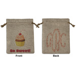 Sweet Cupcakes Medium Burlap Gift Bag - Front & Back (Personalized)