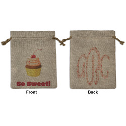 Sweet Cupcakes Medium Burlap Gift Bag - Front & Back (Personalized)