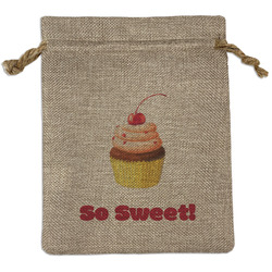 Sweet Cupcakes Medium Burlap Gift Bag - Front (Personalized)