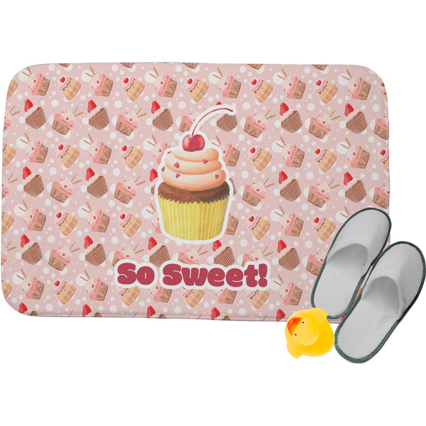 Custom Sweet Cupcakes Memory Foam Bath Mat (Personalized)