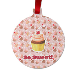 Sweet Cupcakes Metal Ball Ornament - Double Sided w/ Name or Text