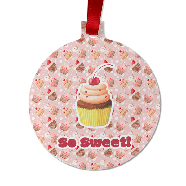 Custom Sweet Cupcakes Metal Ball Ornament - Double Sided w/ Name or Text