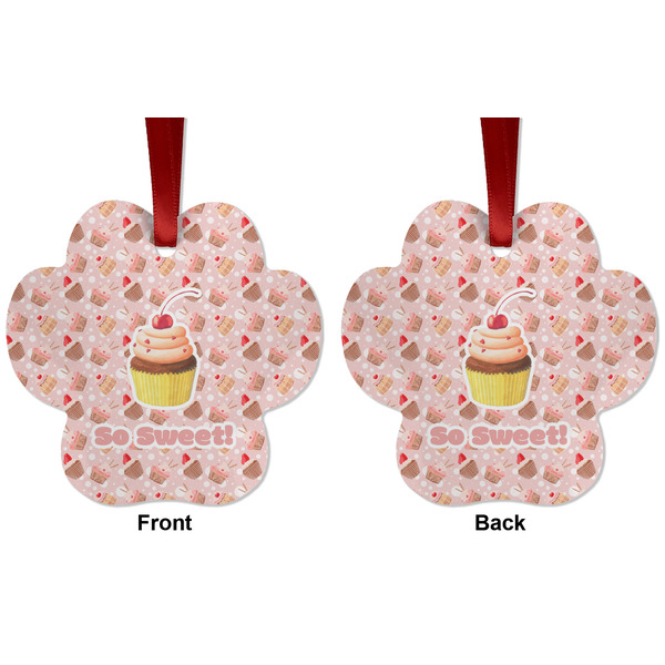 Sweet Cupcakes Metal Paw Ornament - Front and Back