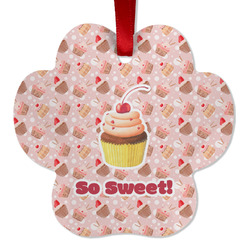 Sweet Cupcakes Metal Paw Ornament - Double Sided w/ Name or Text