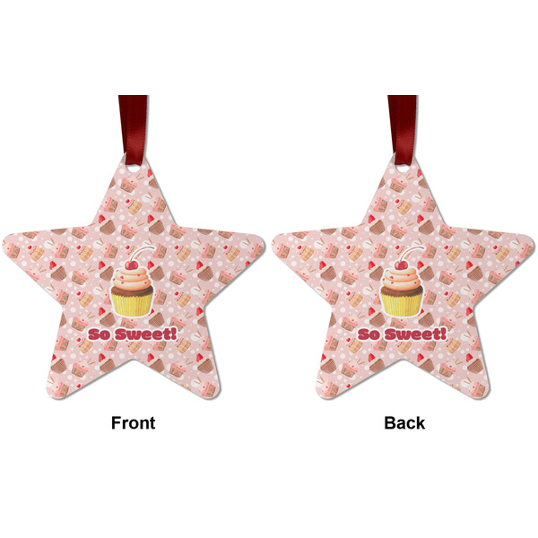 Sweet Cupcakes Metal Star Ornament - Front and Back