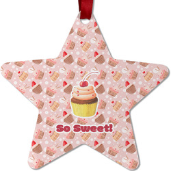 Sweet Cupcakes Metal Star Ornament - Double Sided w/ Name or Text