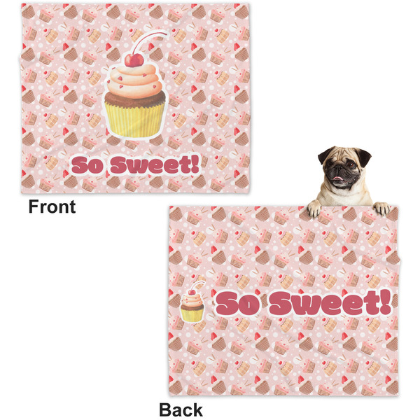 Sweet Cupcakes Microfleece Dog Blanket - Large- Front & Back