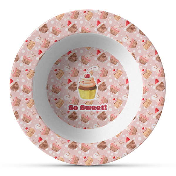 Custom Sweet Cupcakes Plastic Bowl - Microwave Safe - Composite Polymer (Personalized)
