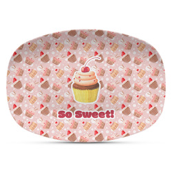 Sweet Cupcakes Plastic Platter - Microwave & Oven Safe Composite Polymer (Personalized)