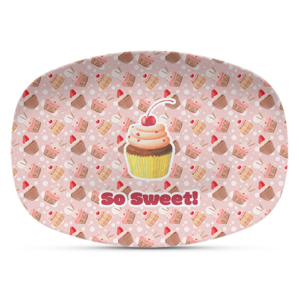 Custom Sweet Cupcakes Plastic Platter - Microwave & Oven Safe Composite Polymer (Personalized)