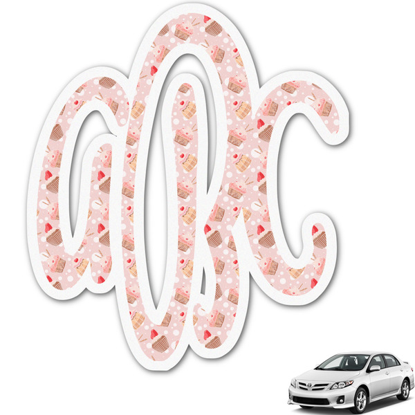 Custom Sweet Cupcakes Monogram Car Decal (Personalized)