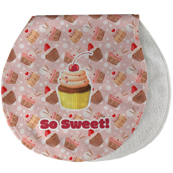 Custom Sweet Cupcakes Burp Pad - Velour w/ Name or Text