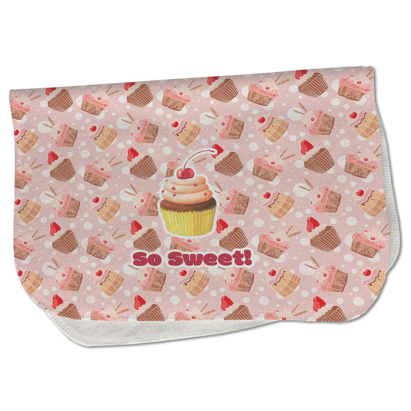 Custom Sweet Cupcakes Burp Cloth - Fleece w/ Name or Text