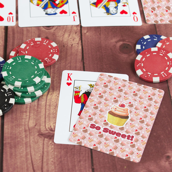 Sweet Cupcakes On Table with Poker Chips