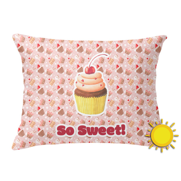 Custom Sweet Cupcakes Outdoor Throw Pillow (Rectangular) w/ Name or Text