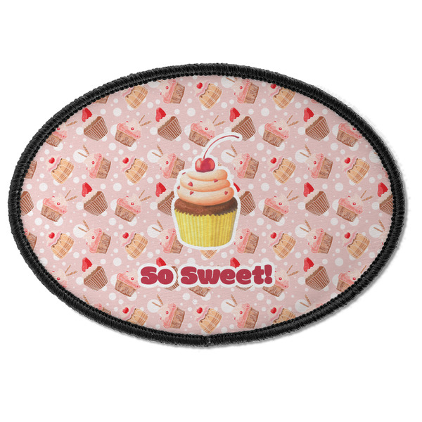 Custom Sweet Cupcakes Iron On Oval Patch w/ Name or Text