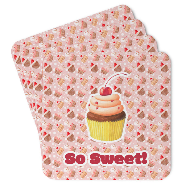 Custom Sweet Cupcakes Paper Coasters w/ Name or Text