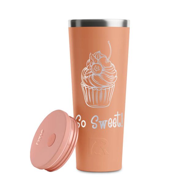 Sweet Cupcakes Peach RTIC Everyday Tumbler - 28 oz. - Lid Off