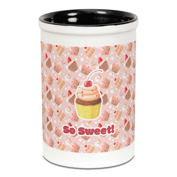 Custom Sweet Cupcakes Ceramic Pencil Holders - Black