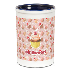 Sweet Cupcakes Ceramic Pencil Holders - Blue