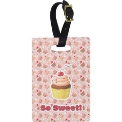 Sweet Cupcakes Plastic Luggage Tag - Rectangular w/ Name or Text