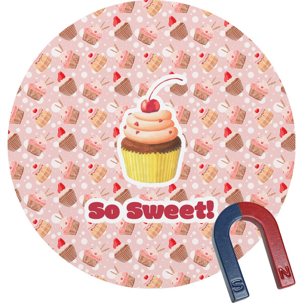 Custom Sweet Cupcakes Round Fridge Magnet (Personalized)