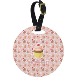 Sweet Cupcakes Plastic Luggage Tag - Round (Personalized)