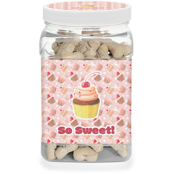 Custom Sweet Cupcakes Dog Treat Jar w/ Name or Text