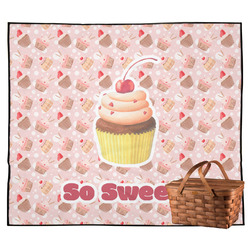 Sweet Cupcakes Outdoor Picnic Blanket w/ Name or Text
