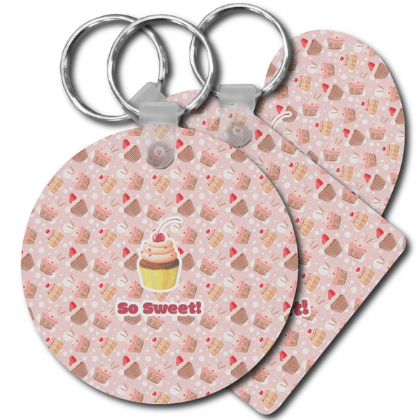Custom Sweet Cupcakes Plastic Keychain (Personalized)