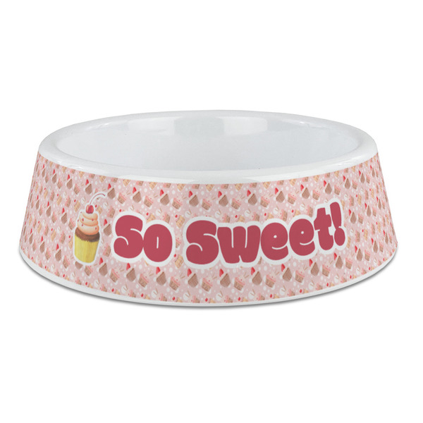 Custom Sweet Cupcakes Plastic Dog Bowl - Large (Personalized)