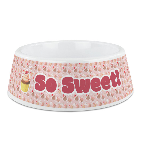 Custom Sweet Cupcakes Plastic Dog Bowl (Personalized)