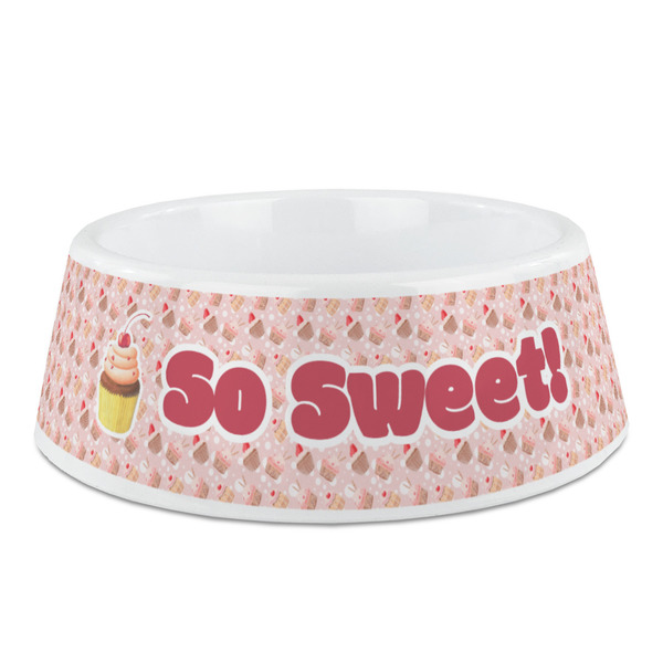 Custom Sweet Cupcakes Plastic Dog Bowl - Medium (Personalized)