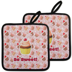 Sweet Cupcakes Pot Holders - Set of 2 w/ Name or Text