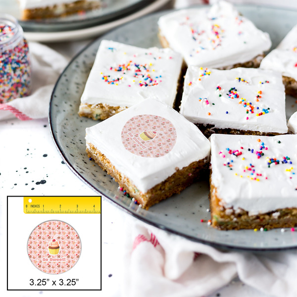 Sweet Cupcakes Printed Icing Circle - Large - In Context