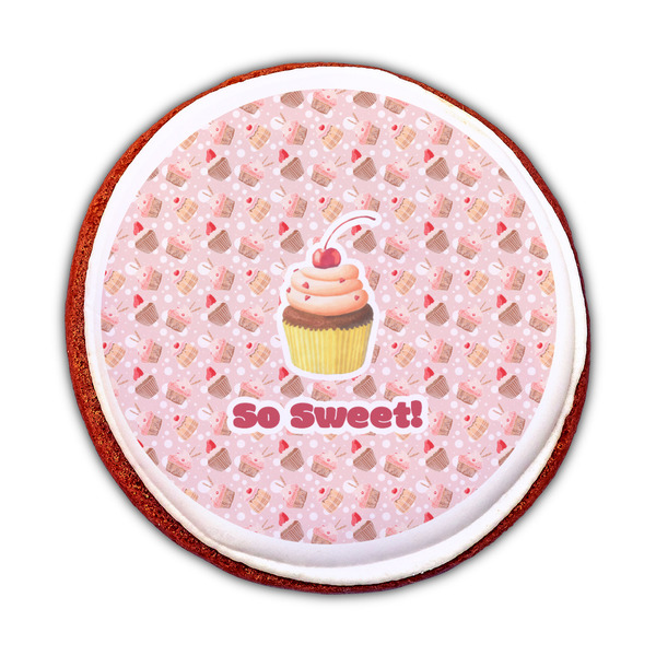 Sweet Cupcakes Printed Icing Circle - Medium - On Cookie