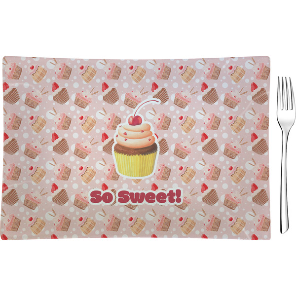 Custom Sweet Cupcakes Rectangular Glass Appetizer / Dessert Plate - Single or Set (Personalized)