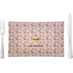 Sweet Cupcakes Rectangular Glass Lunch / Dinner Plate - Single or Set (Personalized)