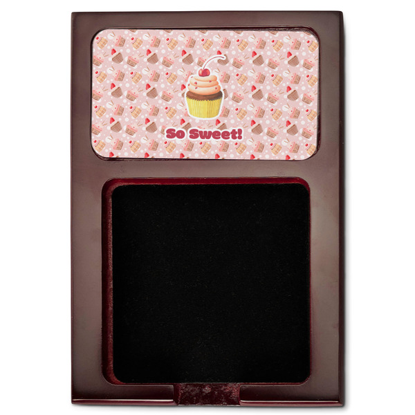 Sweet Cupcakes Red Mahogany Sticky Note Holder - Flat