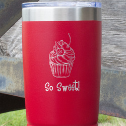 Sweet Cupcakes 20 oz Stainless Steel Tumbler - Red - Single Sided (Personalized)