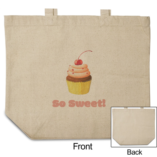 Sweet Cupcakes Reusable Cotton Grocery Bag - Front & Back View