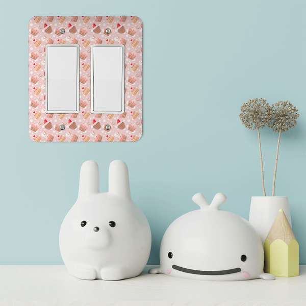 Sweet Cupcakes Rocker Light Switch Covers - Double - IN CONTEXT