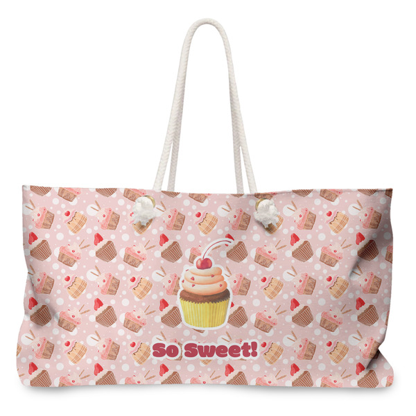 Custom Sweet Cupcakes Large Tote Bag with Rope Handles (Personalized)