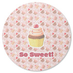 Sweet Cupcakes Round Rubber Backed Coaster w/ Name or Text