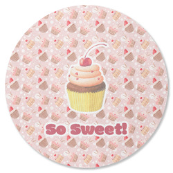 Sweet Cupcakes Round Rubber Backed Coaster w/ Name or Text