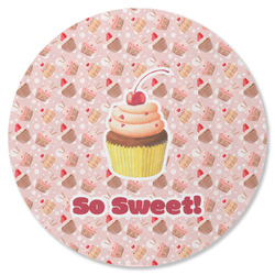 Sweet Cupcakes Round Rubber Backed Coaster w/ Name or Text