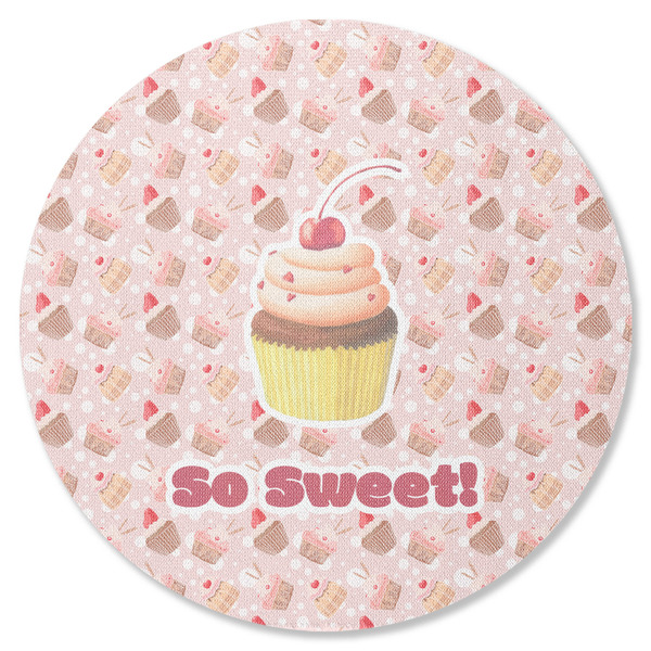 Custom Sweet Cupcakes Round Rubber Backed Coaster w/ Name or Text