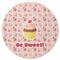 Sweet Cupcakes Round Rubber Backed Coaster w/ Name or Text