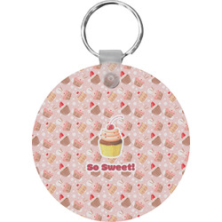 Sweet Cupcakes Round Plastic Keychain (Personalized)
