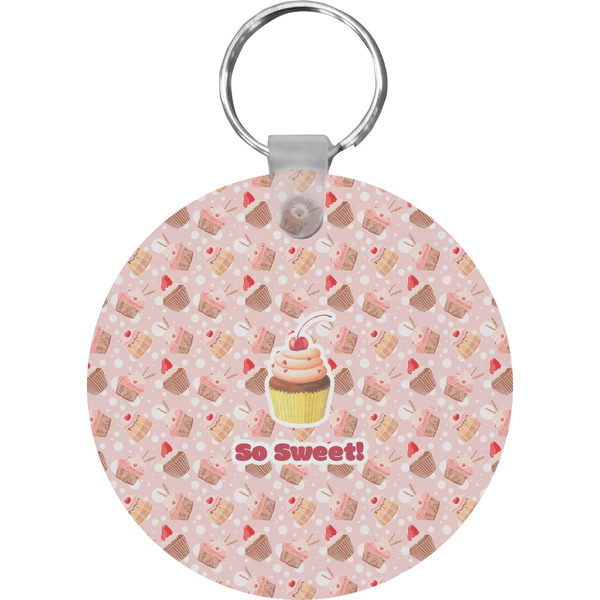 Custom Sweet Cupcakes Round Plastic Keychain (Personalized)